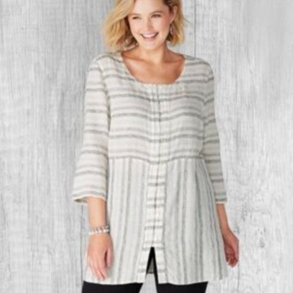 Pure Jill Linen Cotton Tunic Blouse Shirt S Coastal Minimalist - Picture 1 of 11